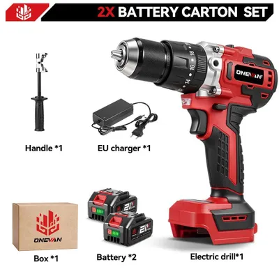 Produktbild von Akku Schlagbohrschrauber - 13 mm Bohrmaschine - Bürstenloser Motor - 2 Gänge - 720 Nm Drehmoment - 18V Akku - Set A mit 2 Batterien