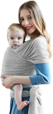 Obrázok produktu pre Uniqoos® Ergonomická nosná šatka pre novorodencov a bábätká, váha 3,5–16 kg, 95 % bavlna/5 % Elastan, rozmery cca 530 × 58 cm, ortopedická M-pozícia, funkcia na dojčenie a nosná taška