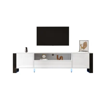 Produktbild von TV-Schrank mit LED-Beleuchtung und Stauraum 178 cm TV-Tisch TV-Ständer TV-Schranktisch für bis zu 70-Zoll-TVs Weiß