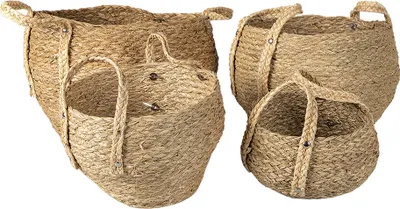 Produktbild von Clayre & Eef Aufbewahrungskorb 4er Set Ø 30 - Ø 18cm Braun Stroh
