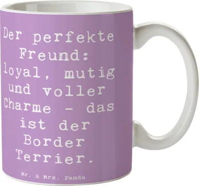Produktbild von Mr. & Mrs. Panda Becher Spruch Border Terrier Freund - Lavendeltraum - Geschenk, Hund, Teetasse, aktive Familien, Hunderassen, treuer Begleiter, kaffeetasse bedruckt