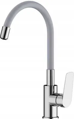 Imagen del producto de Grifo de cocina con caño curvo, acabado cromado gris, modelo Nergis Elba