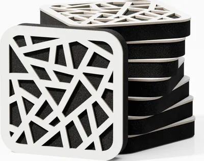 Obrázek produktu pro balení 8 kusů - Mini akustický panel s tlumením zvuku | 23 x 23 cm | Barva: (bílá, AKAT)
