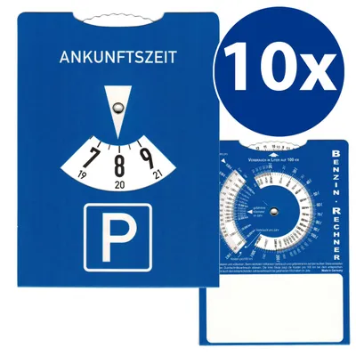 Produktbild von mumbi 10x Parkscheibe mit Benzinrechner KFZ Auto Parken Park Scheibe Parkuhr aus Pappe