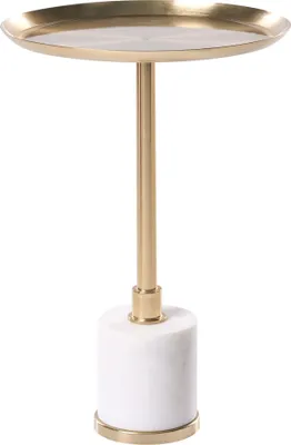 Obrázok produktu pre BELIANI stolík zlatý a biely kovový mramor okrúhly ⌀ 36 cm Elegantný moderný dizajn do obývačky spálne