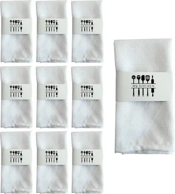Produktbild von Ibenzoa® 10er-Set Servietten aus Baumwolle & Leinen – Weiß, weiche saugfähige Stoffservietten, vielseitig & maschinenwaschbar für Tisch und Haushalt