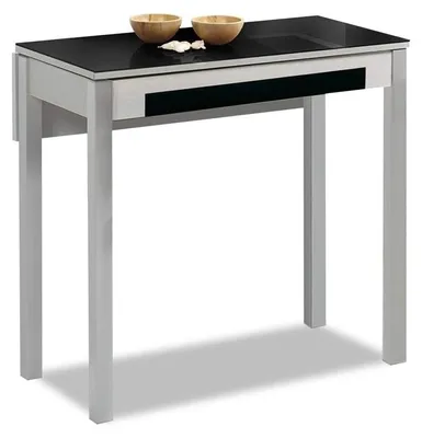 Zdjęcie produktu dla Rozkładany stół kuchenny metalowy z szklanym blatem, wymiary 90 x 50 cm