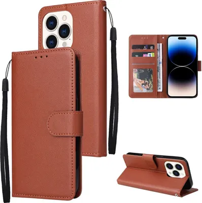 Produktbild von Mobigear Wallet iPhone 14 Pro Hülle Klapphülle Geldbörse - Braun