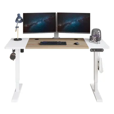 Produktbild von Hilodesk Höhenverstellbarer Schreibtisch Elektrisch - Sitz-Stehpult für Büro & Home-Office, Memory-Funktion mit 4 Höhen, Rollen, 160 x 76cm, Weiß