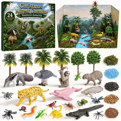 Productafbeelding van Adventskalender 2026 Kinderen Regenwoud Dieren Figuren Speelgoed Set