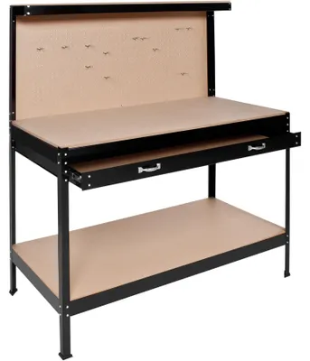 Zdjęcie produktu dla stół warsztatowy tectake® 120 x 60 x 156 cm, plastikowe nakładki na nóżkach