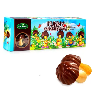 Produktbild von Funny Mushrooms Pilzkekse mit kakaohaltiger Glasur 170g
