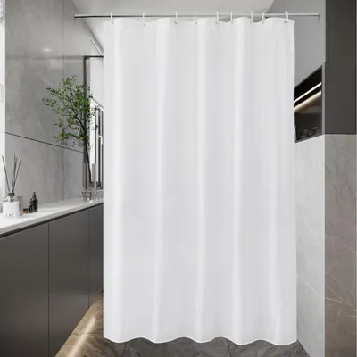 Immagine prodotto di Tenda da doccia bianca 140x200 cm in tessuto impermeabile con 9 anelli