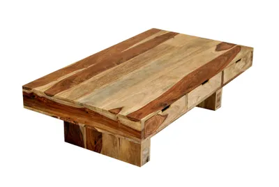 Produktbild von MiaMöbel Wohnzimmertisch Massivholz - Khatu - HBT: 35x110x60 cm - Couchtisch aus Sheesham mit 6 Schubladen - Rustikal