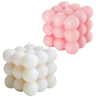 Produktbild von Duftkerze in Würfelform - 2er Set - Dekorative Bubble Candle - 2 Stück