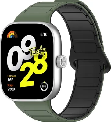 Image de Bracelet de remplacement magnétique en silicone bicolore pour Xiaomi Smart Band 9 Pro / 8 Pro, vert foncé
