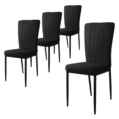 Obrázek produktu pro ML-Design sada 4 jídelních židlí s opěradlem, černá, sametové čalounění s kovovými nohami