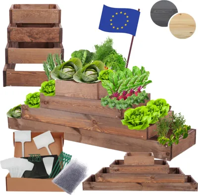 Produktbild von MODO24 Hochbeet Holz, Pflanzkasten, Massivholz, Kiefer, Kräuterbeet, Blumenkasten, Garten, Terrasse, 36x117x30 cm, Braun, ZP09