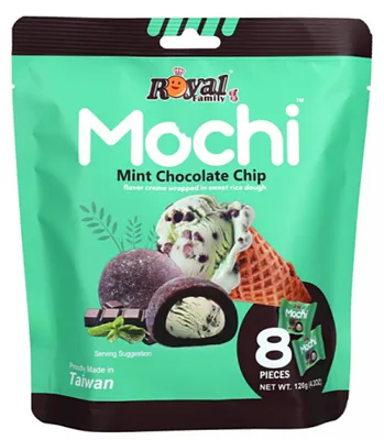 Produktbild von Mochi-Eis mit Minzgeschmack und Schokoladenstückchen, 120 g