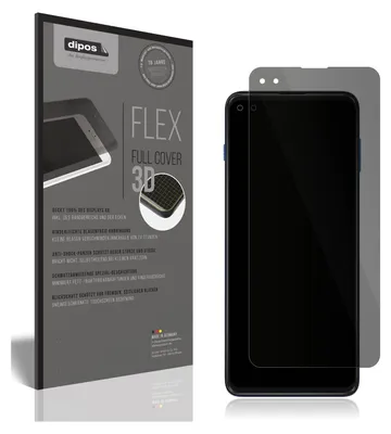 A product packaging for a screen protector and the screen protector itself placed on a smartphone.