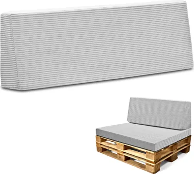 Obrázok produktu pre Vankúš z palety vonkajší Euro vankúš z palety 40 x 120 cm - penový sedací vankúš z palety a poťah na pohovku z palety v svetlosivej farbe Lincoln