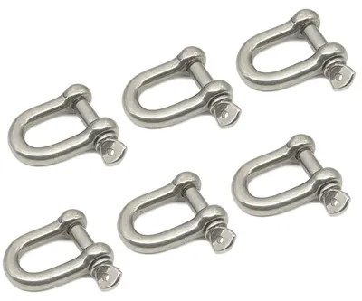 D-Ring Schäkel M8, 304 Edelstahl, 6 Stück, für schwere Lasten