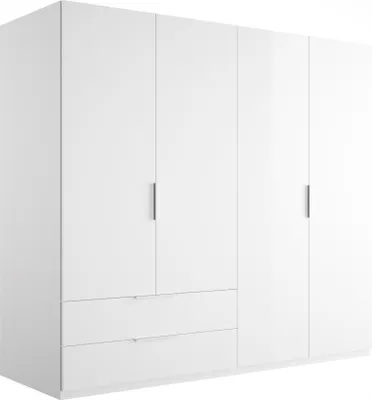 Produktbild von Kleiderschrank ESPRESSO, 4-türig, weiß Hochglanz, mit 2 Kleiderstangen und 2 Schubladen