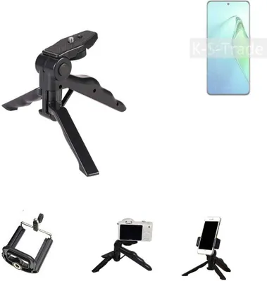 Produktbild von K-S-Trade Stativ Tisch-Ständer Dreibein Handy-Stativ Ständer kompatibel mit Oppo Reno8 Pro+ Mini-Stativ Smartphone Tripod Handy-Stativ aus Plastik