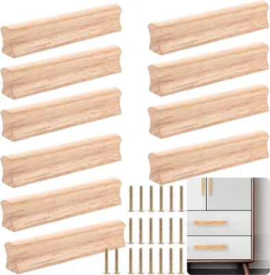 Obrázek produktu pro Dřevěné úchytky na skříně 120 mm - Dubový masiv - Nábytkové úchytky na skříně - 10 kusů