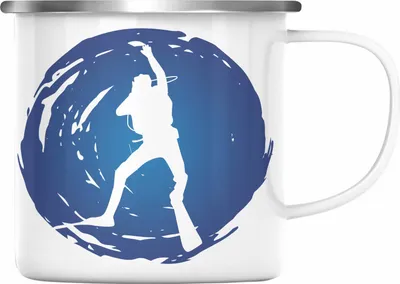 Produktbild von Trendation - Taucher Emaille Tasse Geschenk Grafik für Tauchlehrer Geschenkidee Lustig Tauchen Tauchsport (Silber)