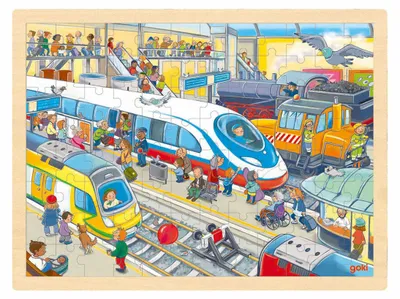 Image de Goki Puzzle Gare Jouets en bois Puzzle pour enfants