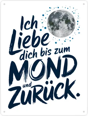 Produktbild von Ich liebe dich bis zum Mond und zurück Metallschild XXL in 28x38 cm