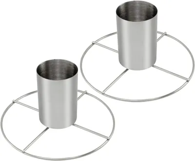 Image de Deux supports pour poulet, en acier inoxydable, avec récipient à arômes, pour four et pour barbecue