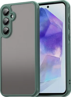 Image de Etui pour Samsung Galaxy A55 5G, dos mat translucide avec protection de l'appareil photo, étui de protection antichoc Vert