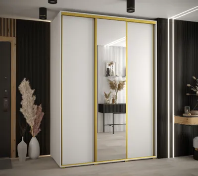 Produktbild von Kleiderschrank ASIRI 3 – 170/60 cm, weiß/gold