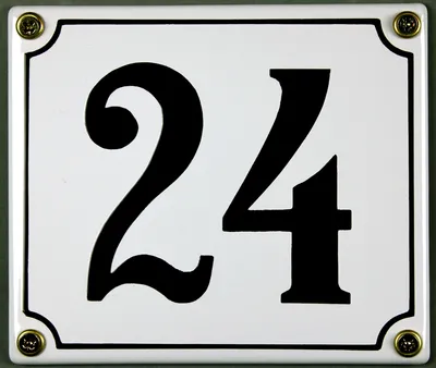 Produktbild von Hausnummernschild 24 weiß 12x14 cm  Schild Emaille Hausnummer Haus Nummer Zahl Ziffe
