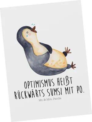 Produktbild von Mr. & Mrs. Panda Postkarte Pinguin Lachen - Weiß - Geschenk, Pinguine, Lol, bildkarte, Grußkarte, Freude, Fröhlich, Postkarten, Haha, Ansichtskarten, Ansichtskarte