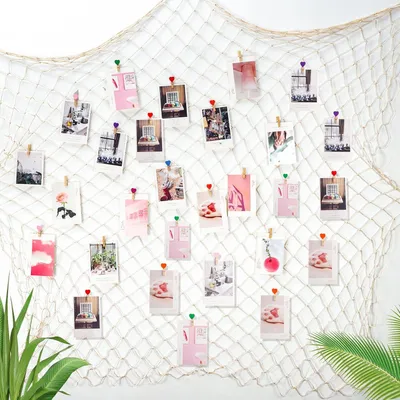 Produktbild von 200 cm x 100 cm Fotowand zum Aufhängen DIY Fotowand mit 40 Clips und Nägeln