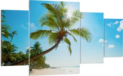 Produktbild von Bild auf Leinwand - Leinwandbild - Strand Palme Meer - 160x90cm - Wand Bild - Wanddeko - Wandbilder - Leinwanddruck - Bilder - Kunstdruck - Wanddekoration - Leinwand bilder - Wandkunst - DL160x90-3570