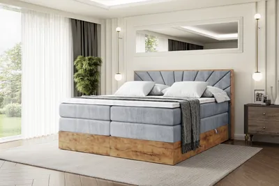 Produktbild von ALTDECOR Boxspringbett mit Matratze und Lattenrost, Topper, Polsterbett mit Bettkasten, Bett mit Stauraum H3- und H4- Matratze, Doppelbett, Springboxbett -LOLLI6 KING-140x200 - Grau Casablanca