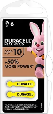 Produktbild von Duracell HA10 Hörgerätebatterien, 6 Stück
