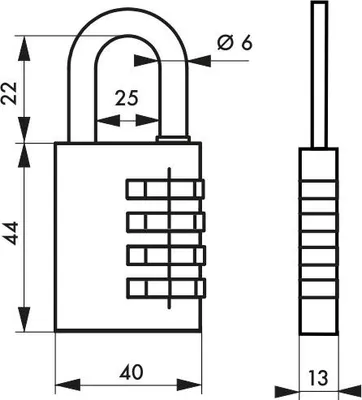 Image de Cadenas à code Type 1, intérieur, alu, violet, 40mm, 4 chiffres - THIRARD
