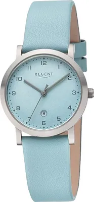 Produktbild von Regent Leder Damen Uhr Armbanduhr Quarz hellblau Lederarmband D2UR2092530