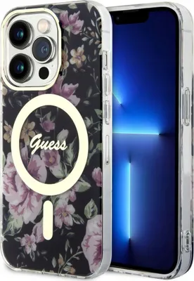 Obrázek produktu pro Guess Flower MagSafe - pouzdro pro iPhone 14 Pro (černé)