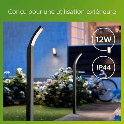 Produktbild von Philips Splay Wegeleuchte, 12 W, Außensockel-/Pfostenbeleuchtung, Anthrazit, Metall, IP44, Terrasse, Garten, I
