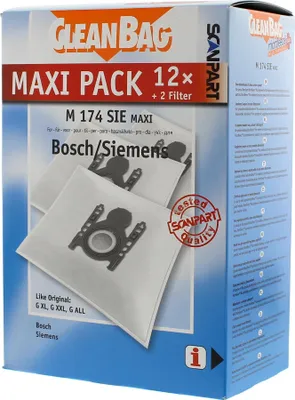 Produktbild von SCANPART 2687438174, Staubbeutel, Schwarz, Weiß, Synthetisch, Box, 12 Stück(e), 12 Stück(e)