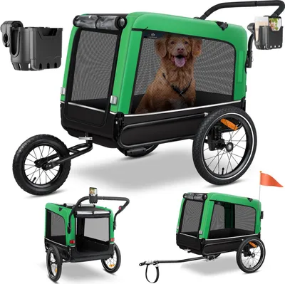 Produktbild von KESSER® Hundeanhänger Boxer 3-in-1 Hundebuggy & Jogger Fahrradanhänger groß ca. 240 Liter Volumen, gefedert, 360° Grad Vorderrad, 600D Oxford Canvas, SmartSpace Concept, maximale Belastbarkeit: 40 kg