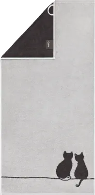 Produktbild von Cawö Handtuch Cute Cats Farbe platin/basalt Größe 50x100