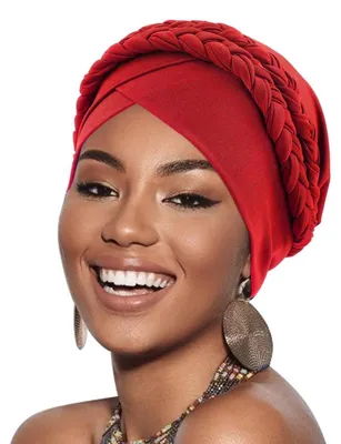 Zdjęcie produktu dla Turban damski z warkoczem, nakrycie głowy, czapka dla osób po chemioterapii, chusta na głowę, czapka do spania, poliester, uniwersalny rozmiar, 1 sztuka