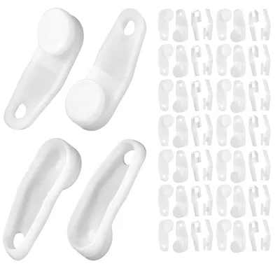 Productafbeelding van Gordijnstanghaken, witte plastic gordijnstanghaken, schuifjes voor ramen en douchegordijnen, 50 stuks